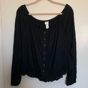 H&M Black Off the Shoulder ruffle bottom top